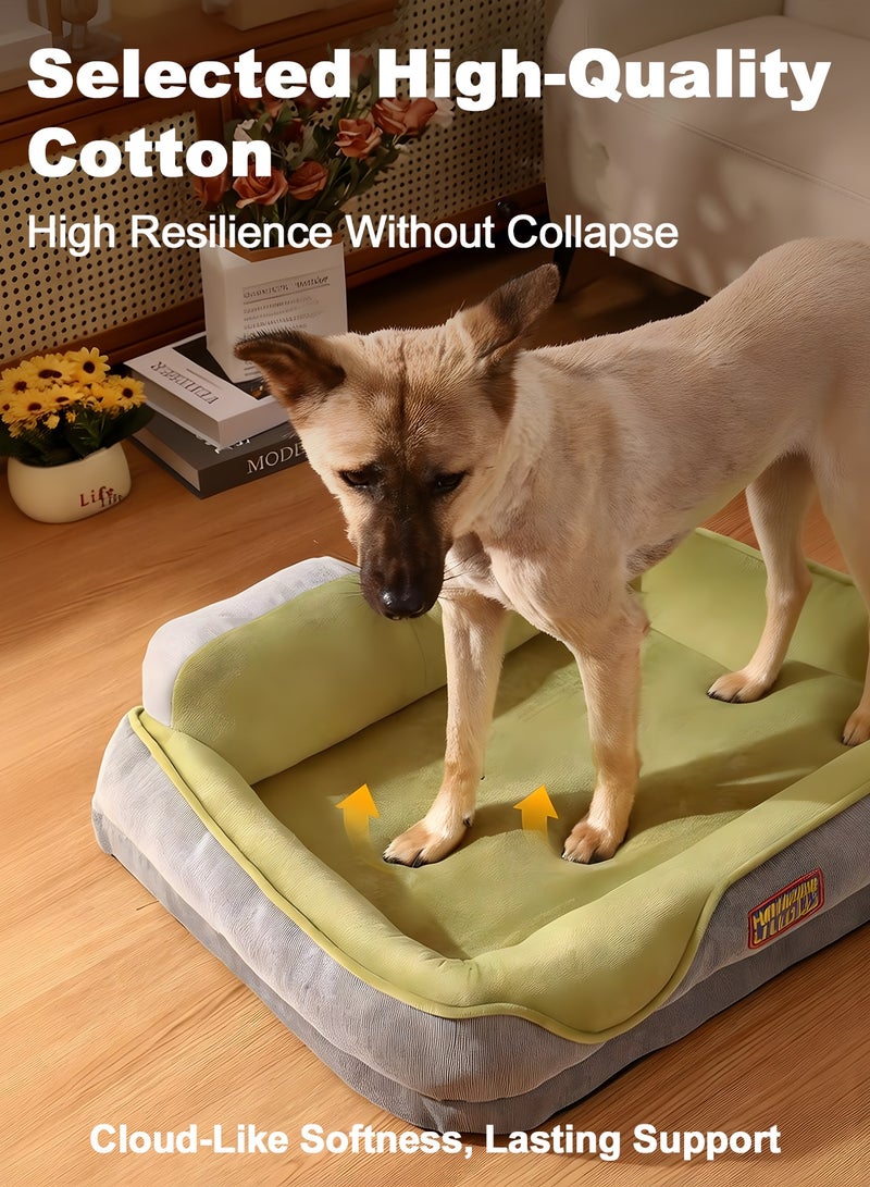 Chillspace Orthopedic Large Pet Bed for Dogs & Cats - Ultra Soft Plush Sofa with Bolster Support, Machine Washable, Non-Slip Calm Bed for Small to Medium Pets (65x50x20cm, Sage Green) - Image 3